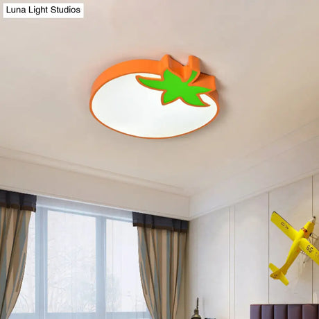 Kid’s Room Cartoon Vegetable Ceiling Mount Led Flush Light In White