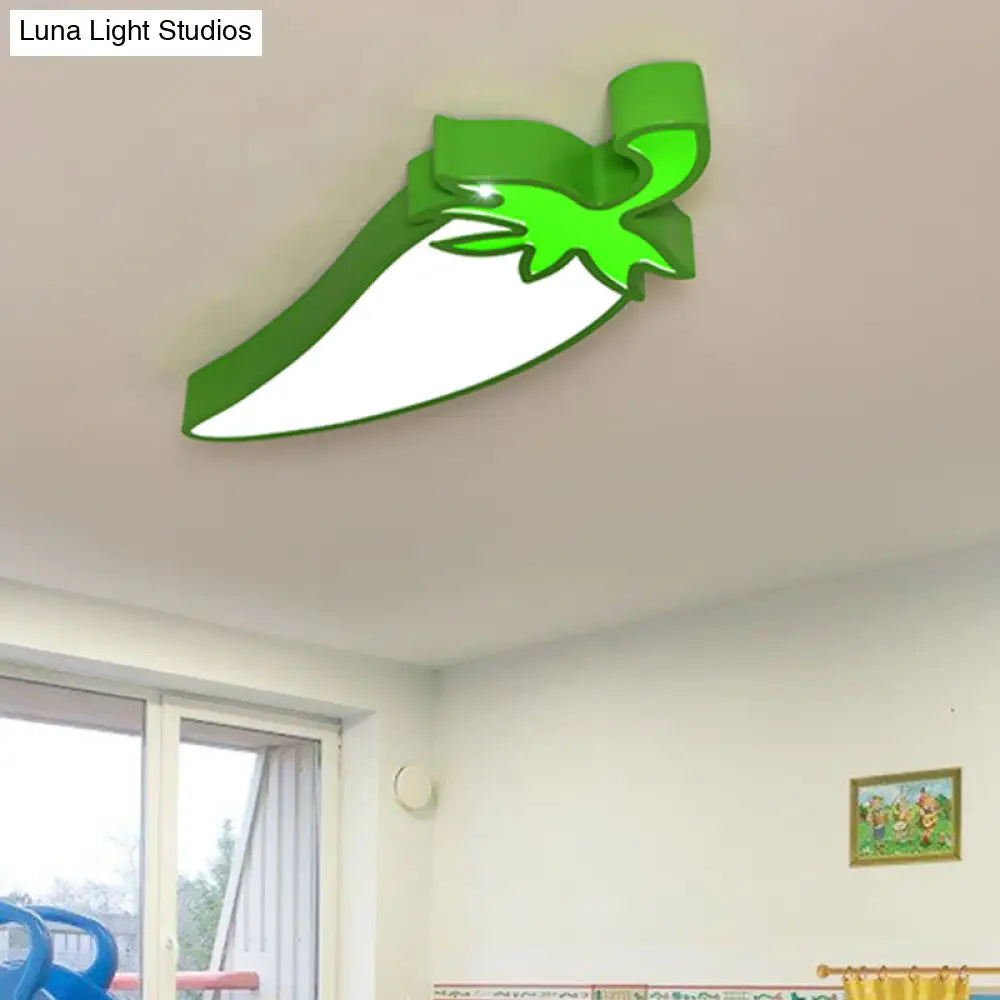 Kid’s Room Cartoon Vegetable Ceiling Mount Led Flush Light In White