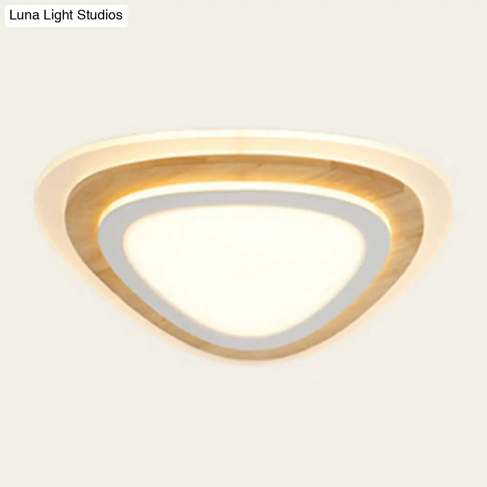 Kids Room Led Flush Mount With Creative Acrylic Light And Nautical Theme In Wood Finish - Ceiling
