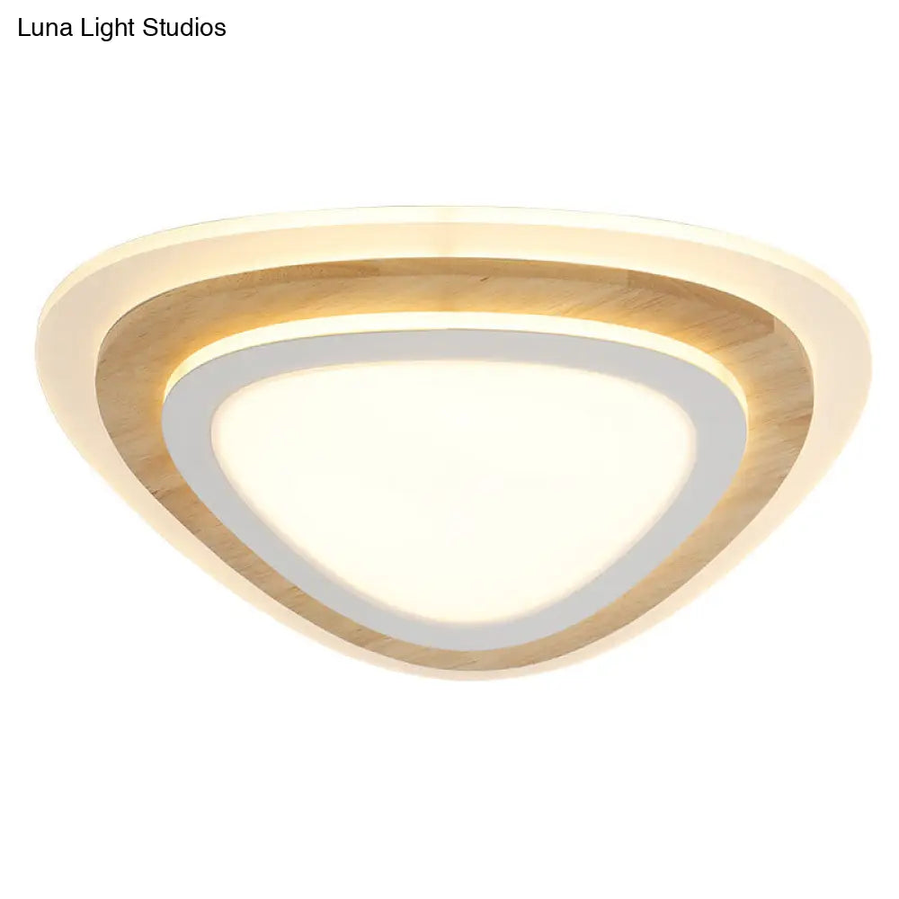 Kids Room Led Flush Mount With Creative Acrylic Light And Nautical Theme In Wood Finish - Ceiling
