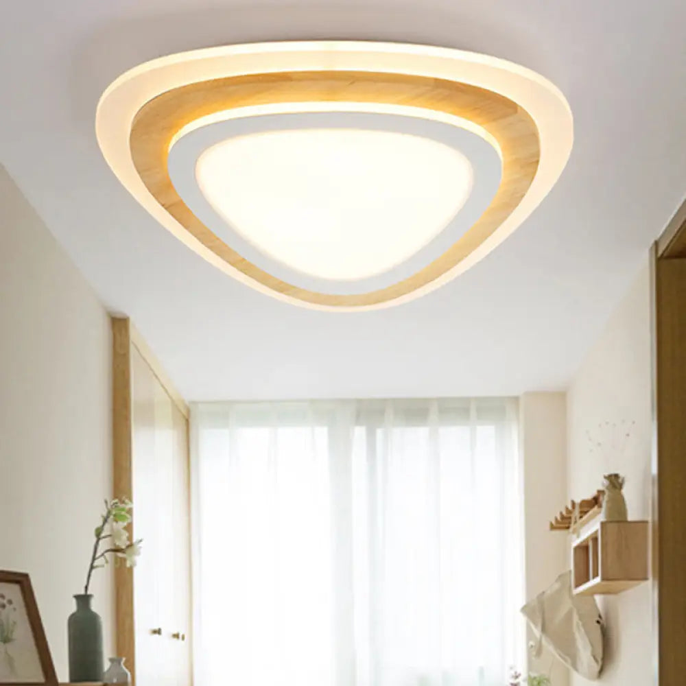 Kids Room Led Flush Mount With Creative Acrylic Light And Nautical Theme In Wood Finish - Ceiling /