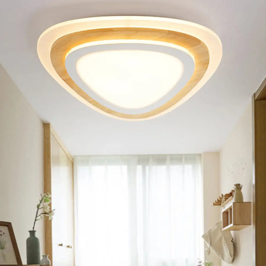 Kids Room Led Flush Mount With Creative Acrylic Light And Nautical Theme In Wood Finish - Ceiling /
