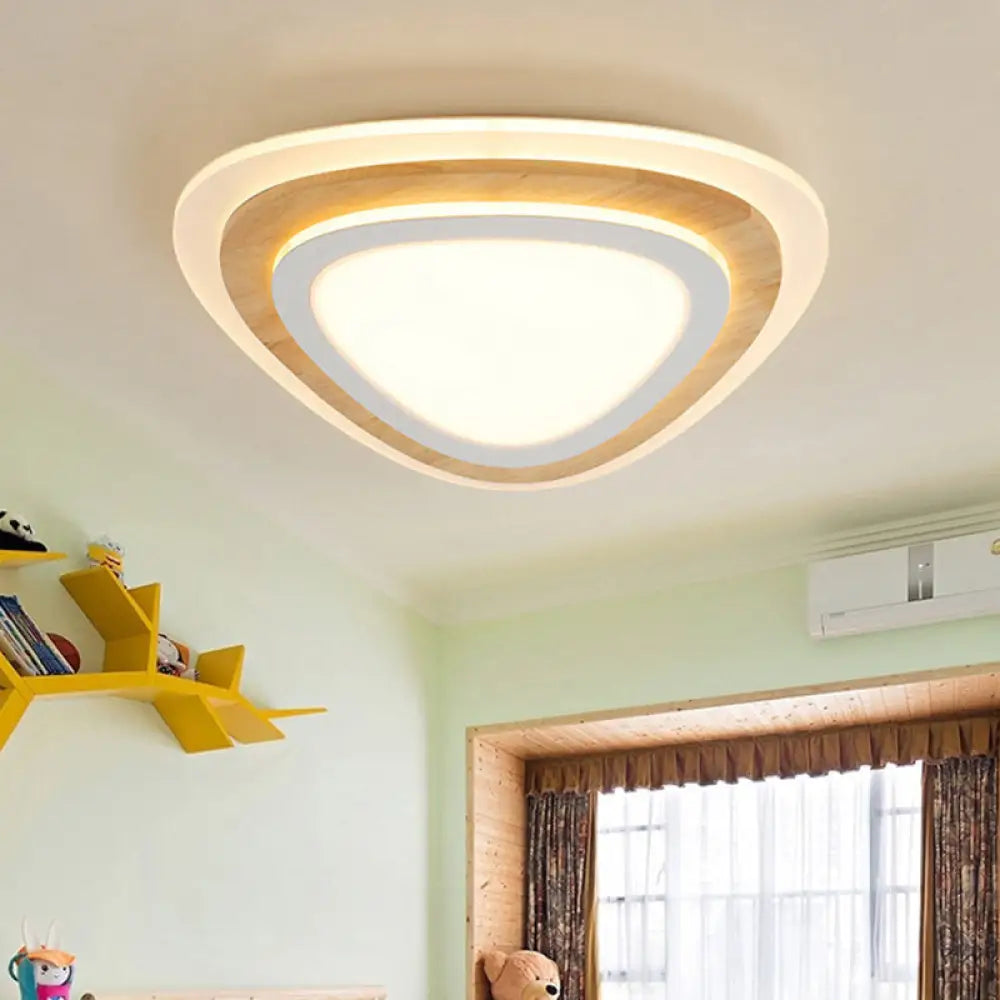 Kids Room Led Flush Mount With Creative Acrylic Light And Nautical Theme In Wood Finish - Ceiling /