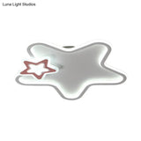 Kid’s Star Flush Ceiling Light: Cartoon Acrylic Black/Blue/Pink Led Lamp (Warm/White Light)