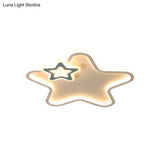 Kid’s Star Flush Ceiling Light: Cartoon Acrylic Black/Blue/Pink Led Lamp (Warm/White Light)