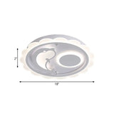 Kids Style Dolphin Ceiling Light With Scalloped Edge And Warm/White Led Lighting