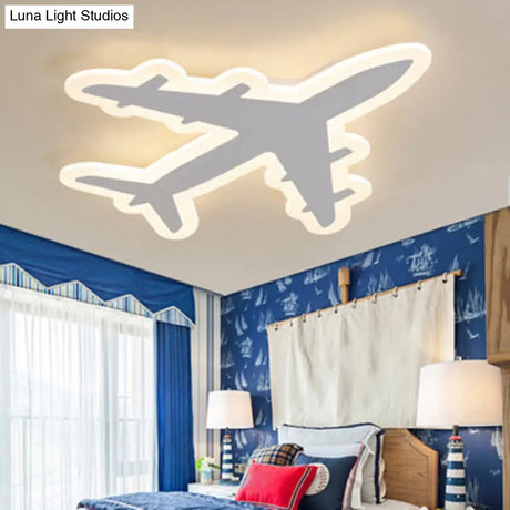 Kids White Led Acrylic Flushmount Ceiling Light For Bedroom - Surface Mount Lighting Fixture / 19.5