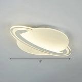 Kid’s White Led Ceiling Mount Light With Unique Planet Shape For Bedrooms / 12’