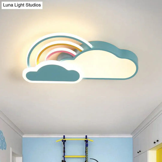Kindergarten Ceiling Mount Led Light With Cloud And Rainbow Cartoon Design Blue / 19.5’ Third Gear
