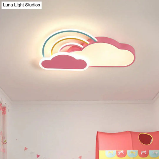 Kindergarten Ceiling Mount Led Light With Cloud And Rainbow Cartoon Design Pink / 19.5’ Third Gear