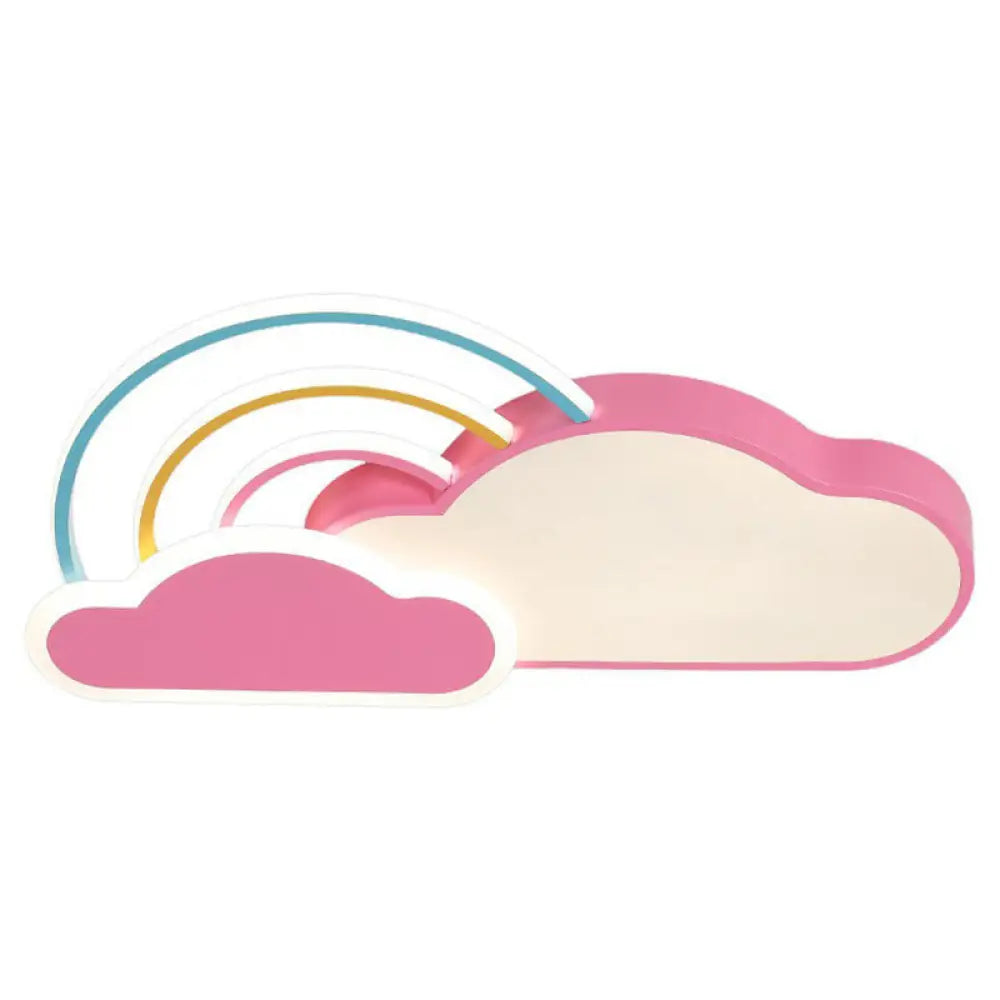 Kindergarten Ceiling Mount Led Light With Cloud And Rainbow Cartoon Design Pink / 19.5’ White