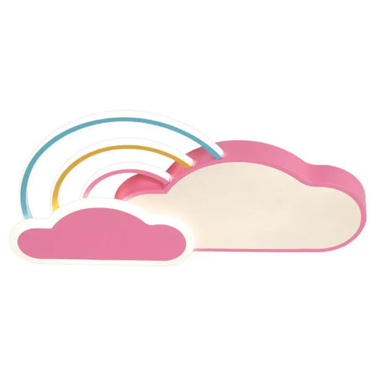 Kindergarten Ceiling Mount Led Light With Cloud And Rainbow Cartoon Design Pink / 19.5’ White