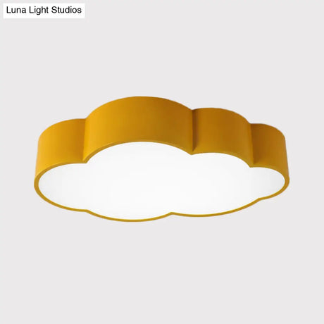 Kindergarten Cloud Flush Ceiling Light - White/Red/Yellow Kids Acrylic Mount