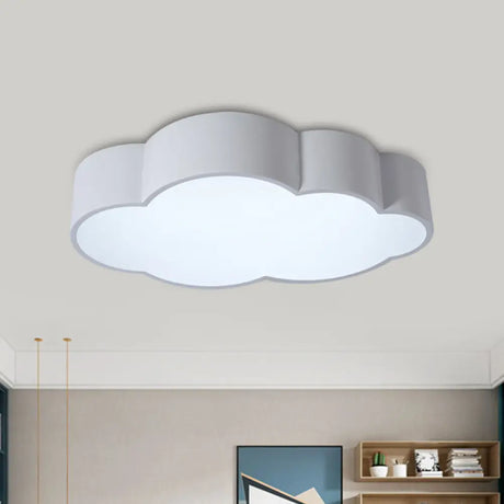 Kindergarten Cloud Flush Ceiling Light - White/Red/Yellow Kids Acrylic Mount White