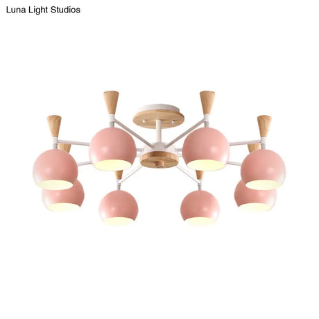 Kindergarten Metal Hanging Chandelier - Pastel Circle Design 8 Bulbs Included