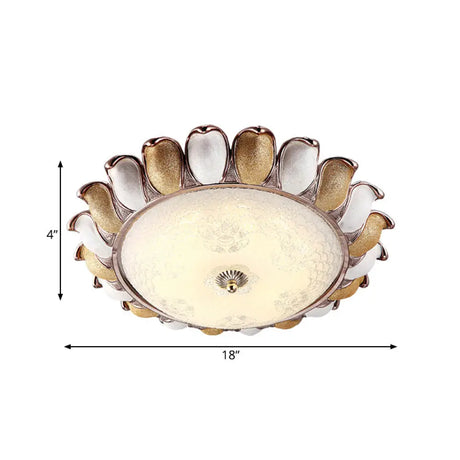 Korea Country Gold Flower Bedroom Led Flush Mount Lamp