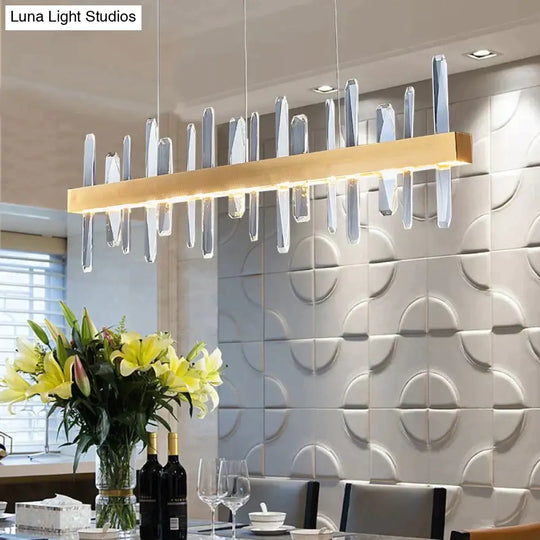 Kyala - Modern Rectangle Gold Crystal Chandelier Lamp