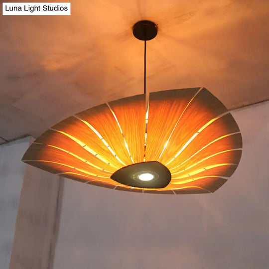 Southeast Asian Wood Triangular Suspension Light - Restaurant Chandelier Fixture 4 / Red Brown 31.5