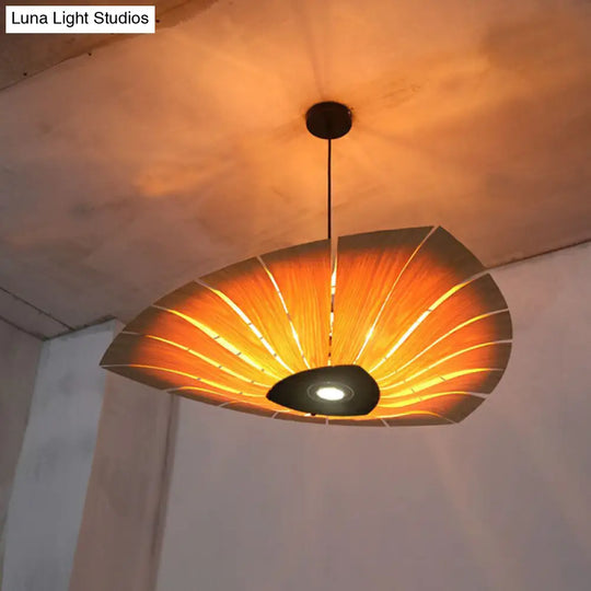 Southeast Asian Wood Triangular Suspension Light - Restaurant Chandelier Fixture