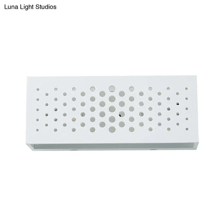 Laser Cut Minimalist Rectangle Box Wall Sconce: White Gypsum 1 Head Bedroom Light Fixture