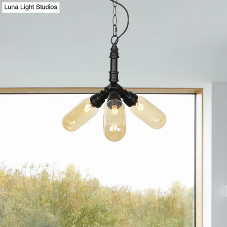 Laura - Antiqued 2/3/5 Heads Metal Hanging Light Black Finish Sputnik Pipe Bar Chandelier With