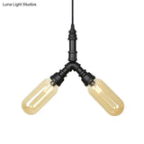 Laura - Antiqued 2/3/5 Heads Metal Hanging Light Black Finish Sputnik Pipe Bar Chandelier With