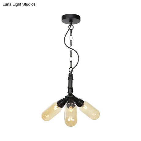 Laura - Antiqued 2/3/5 Heads Metal Hanging Light Black Finish Sputnik Pipe Bar Chandelier With