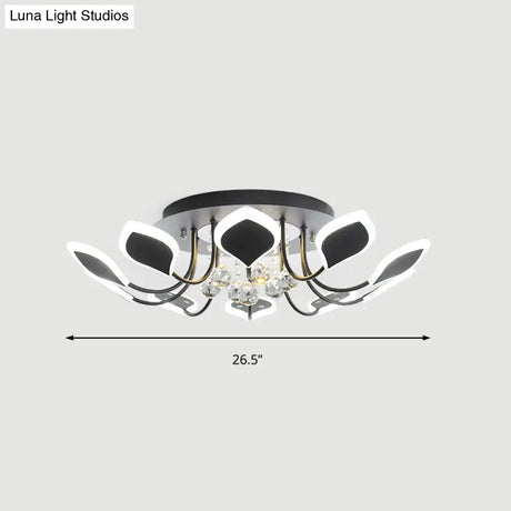 Leaf Acrylic Shade Sputnik Flush Mount Ceiling Light - Modern 8/10/12 Lights White/Black Bedroom