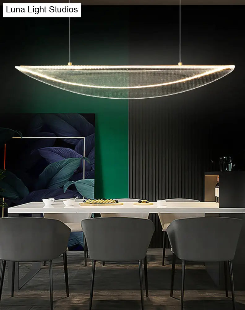 Leaf Shaped Acrylic Led Suspension Light - Natural Elegance For Dining Room