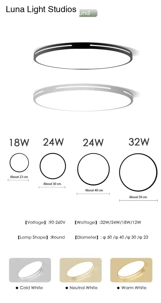 Leah -Modern Led Ceiling Light Lamp Lighting Fixture Surface Mount Flush Remote Control Dimmable 18W