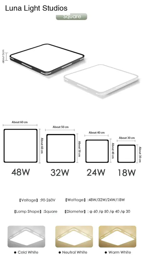 Leah -Modern Led Ceiling Light Lamp Lighting Fixture Surface Mount Flush Remote Control Dimmable