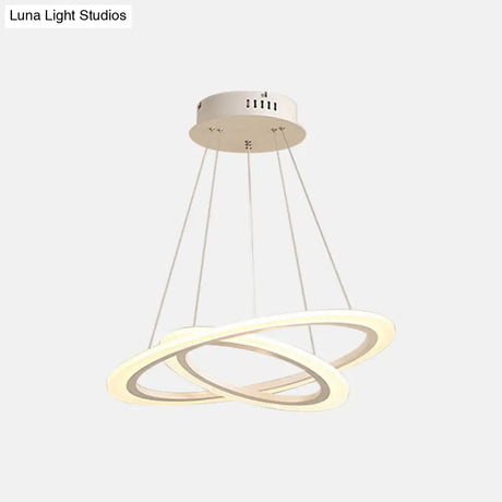Led 2/3-Tiered Acrylic Chandelier - Modern Coffee Hoop Pendant Light Kit Small/Large Size