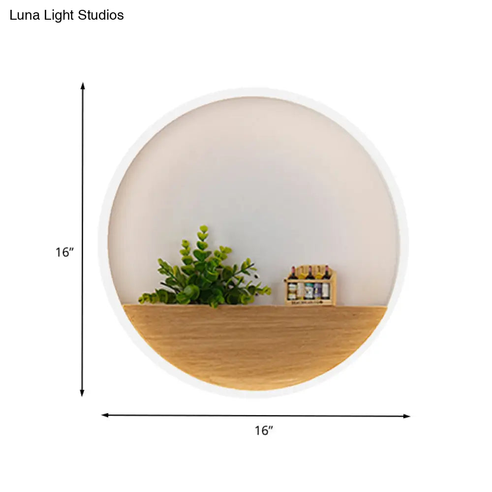 Led Acrylic Sconce Lighting Fixture - White Round Living Room Plant Wall Mount Light 8/12/16 Dia
