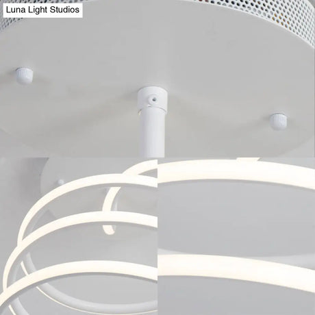 Led Acrylic Spiral Semi Flush Ceiling Light In Warm/White