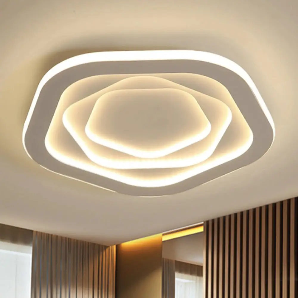Led Acrylic White Pentagon Flush Ceiling Light - 16/19.5/23.5’ With Warm/White / 16’ Warm