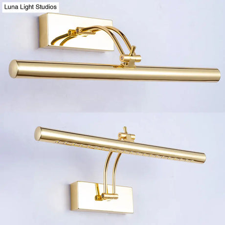 Led Bathroom Wall Lamp With Tubular Metal Shade - Chrome/Gold Finish 16/21.5 Wide