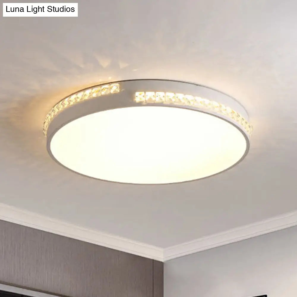 Led Bedroom Ceiling Light Fixture - Gold Flush Mount With Crystal Drum Shade (18”/21.5”) Warm/3