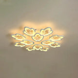 Led Bedroom Flush Light With Leaves Acrylic Shade - 3/5/9 - Light Options White Ceiling Lamp In