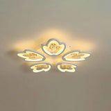 Led Bedroom Flush Light With Leaves Acrylic Shade - 3/5/9 - Light Options White Ceiling Lamp In