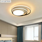 Led Bedroom Flush Mount Fixture With Dual Rings Acrylic Shade In Warm/White Light 16/19.5 Wide -