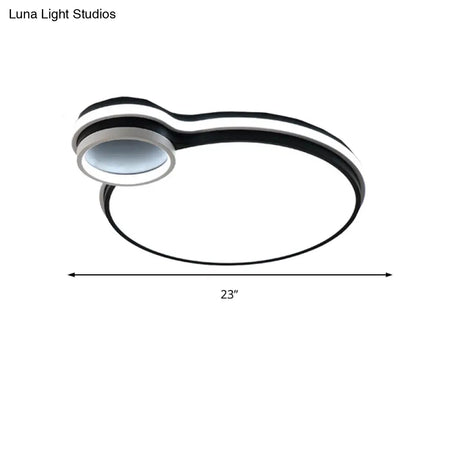 Led Bedroom Flushmount Lighting | 19’ Or 23’ Black & White Round/Square Shape Acrylic Shaded