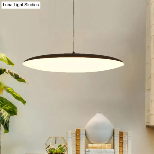Sleek Led Bedroom Hanging Light Kit With Stylish White/Black Finish Pendant Lamp. Featuring Round