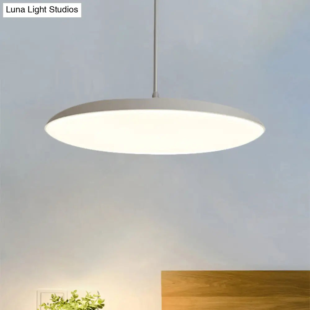 Led Bedroom Hanging Pendant Light Kit - Simple White/Black Finish With Acrylic Shade In White/Warm