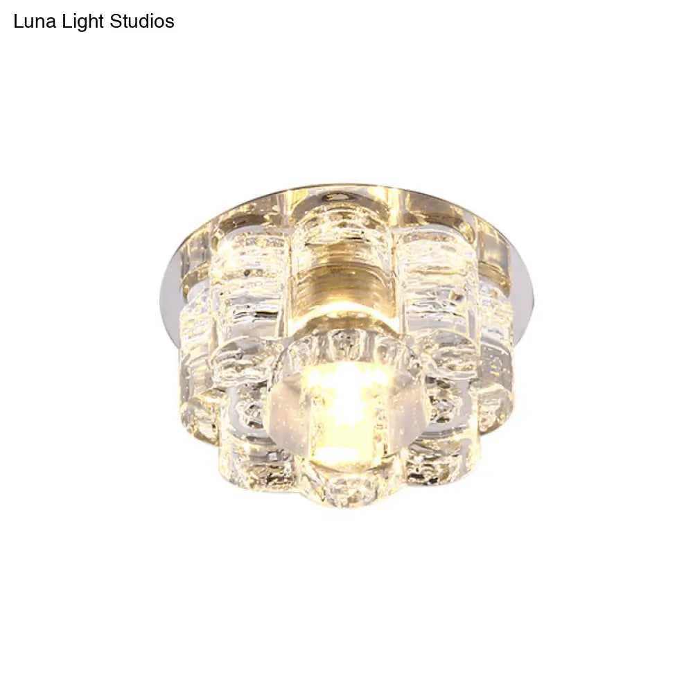 Led Blossom Flush Mount Clear K9 Crystal Ceiling Lamp For Living Room In Multi Color