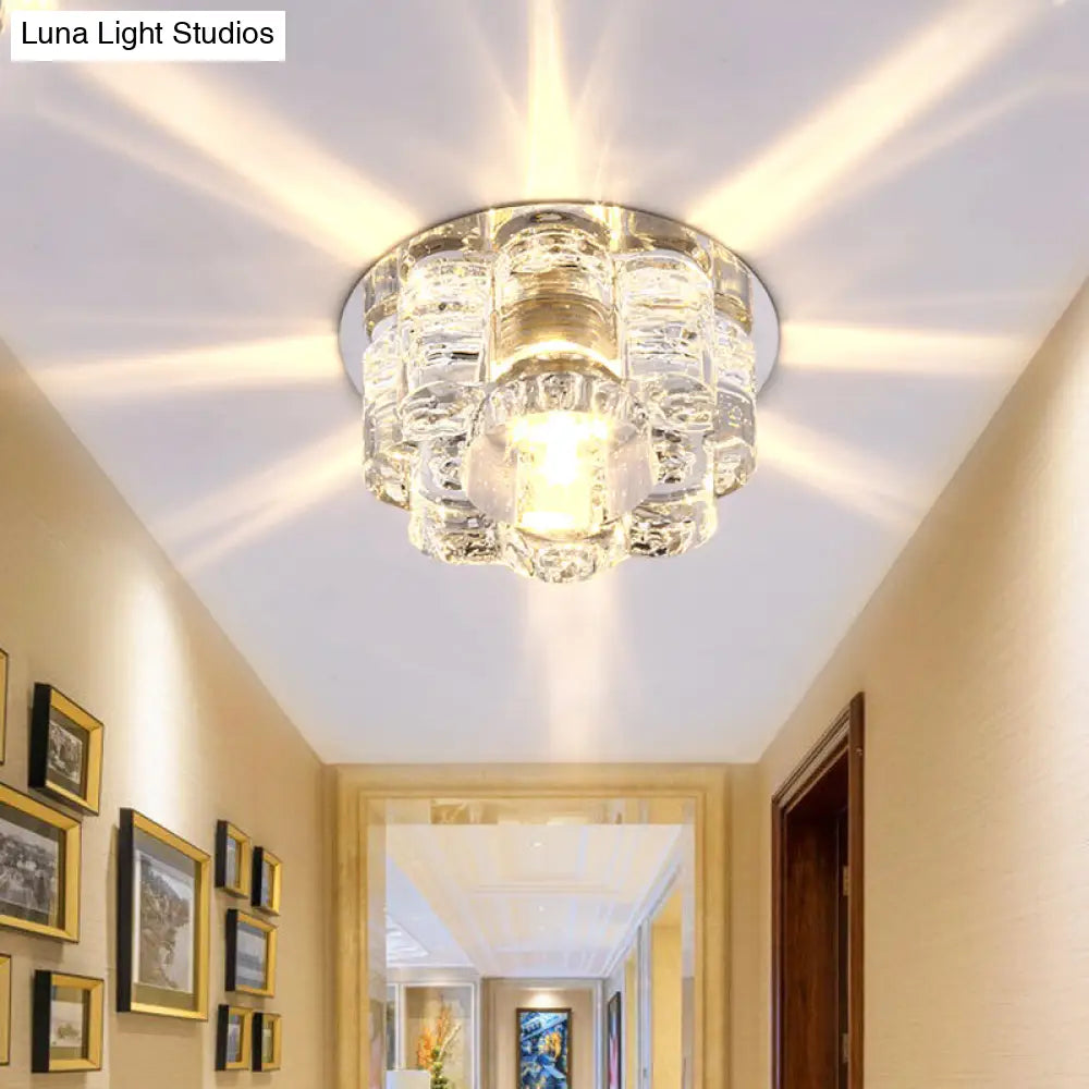 Led Blossom Flush Mount Clear K9 Crystal Ceiling Lamp For Living Room In Multi Color /