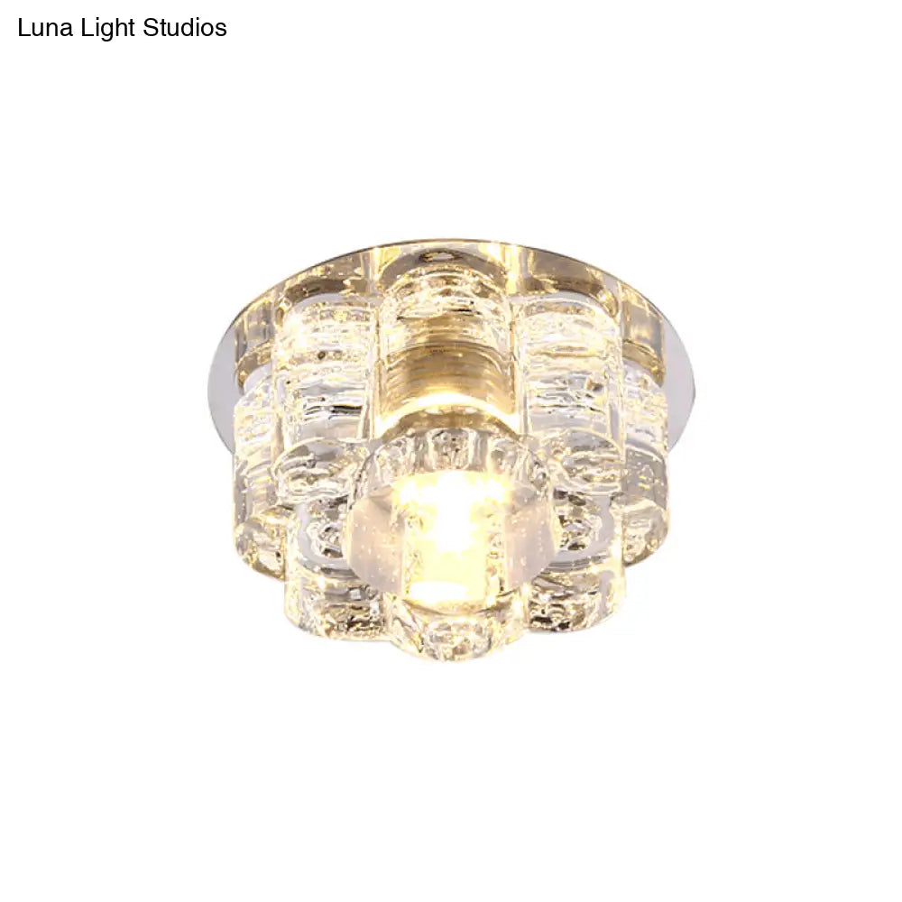 Led Blossom Flush Mount Clear K9 Crystal Ceiling Lamp For Living Room In Multi Color