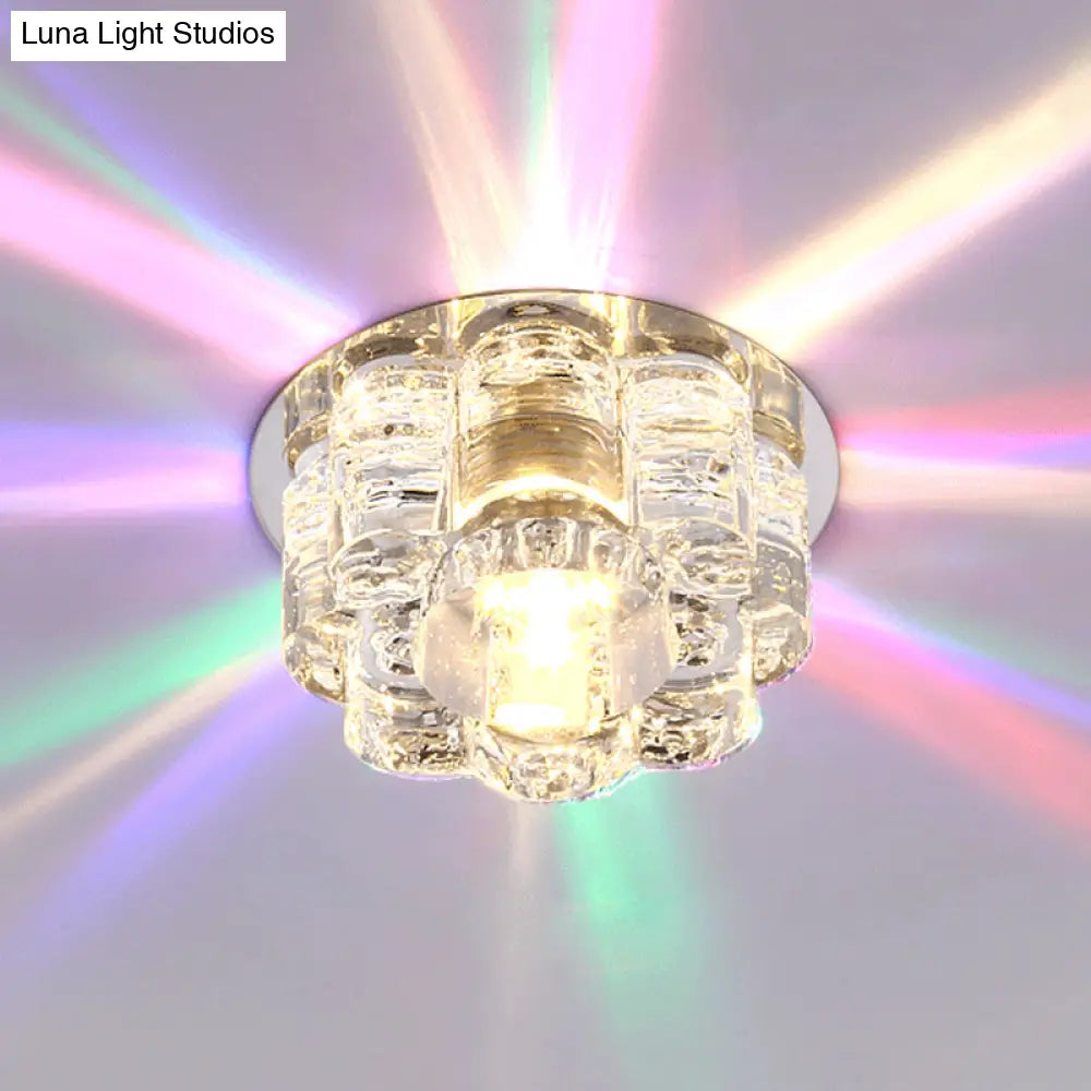 Led Blossom Flush Mount Clear K9 Crystal Ceiling Lamp For Living Room In Multi Color