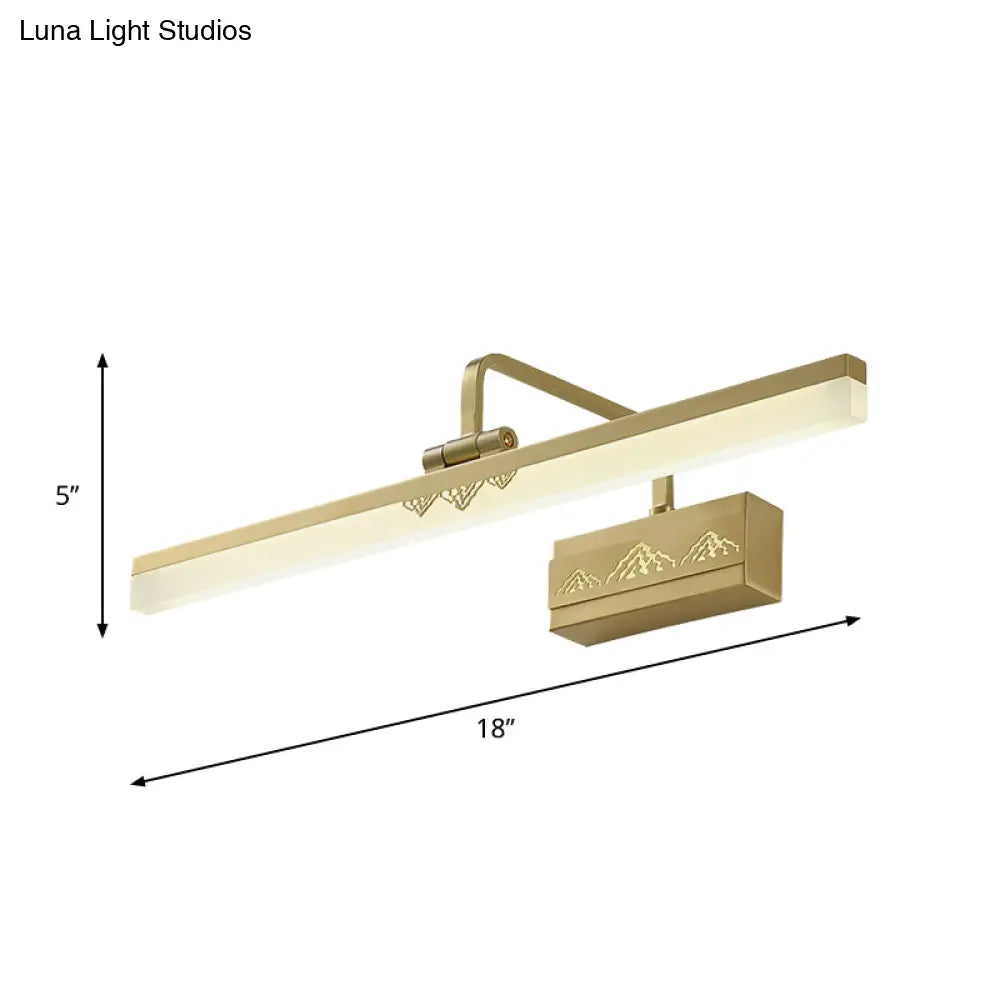 Led Brass Swing Arm Wall Sconce - Modern Metal Tube Vanity Light Fixture