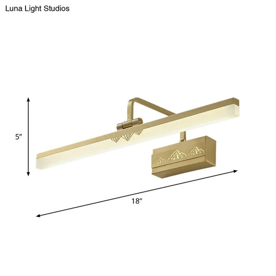Led Brass Swing Arm Wall Sconce - Modern Metal Tube Vanity Light Fixture