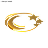 Led Cartoon Crescent And Star Flushmount Ceiling Light For Bedrooms - Aluminum Fixture